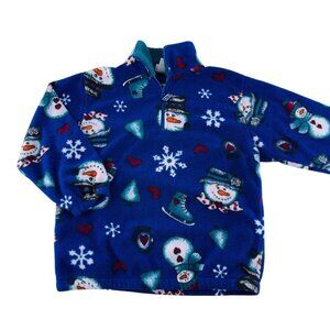 Snowman Print Fleece Pullover Sweater Jacket M‎